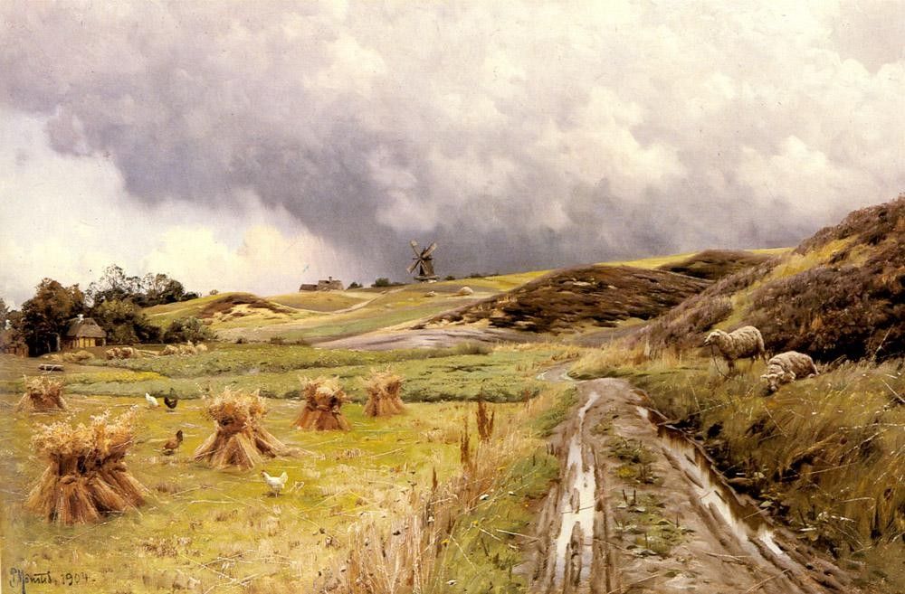 Peder Mork Monsted A Pastoral Landscape after a Storm